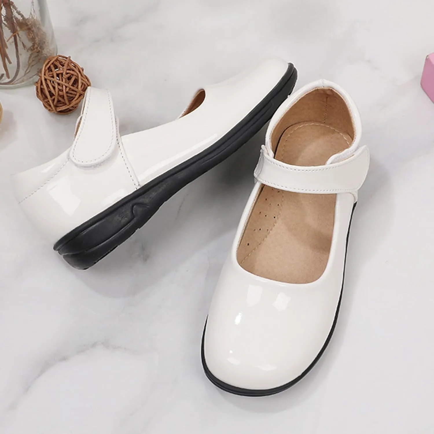Fashion Summer and Girls Leather Shoes Boots Student Dress Shoes Performance Hook Loop Slip Girls Sneakers Size 11
