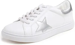 FEVERSOLE Women's Featured PU Leather Colorful Lace Up Sneaker