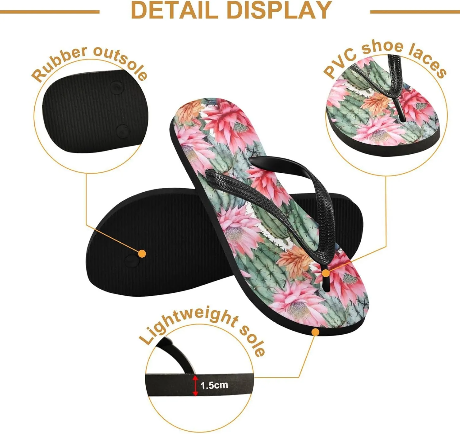 Flower Cactus Colorful Womens Flip Flops Sandals Women Footwear