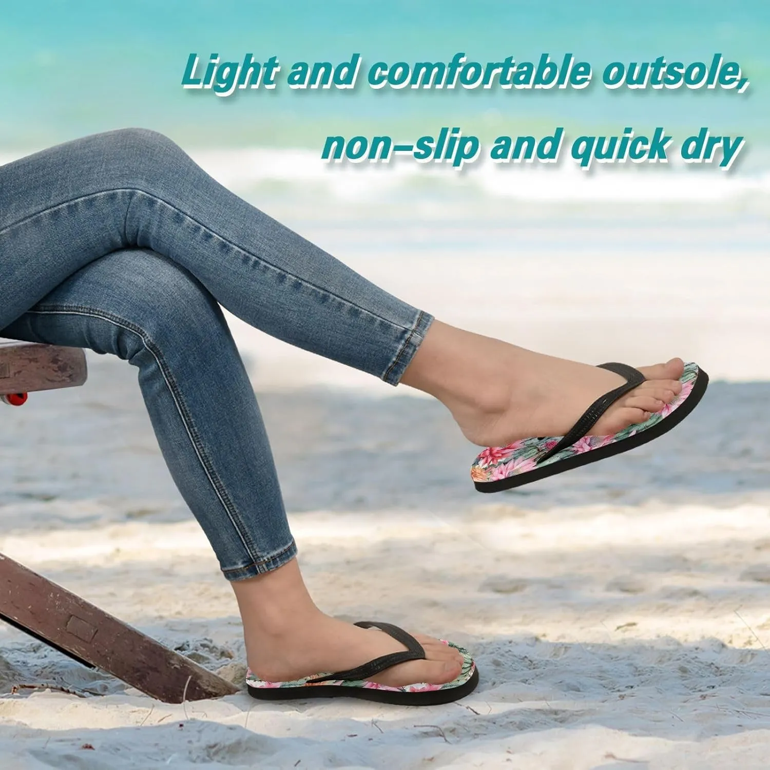 Flower Cactus Colorful Womens Flip Flops Sandals Women Footwear