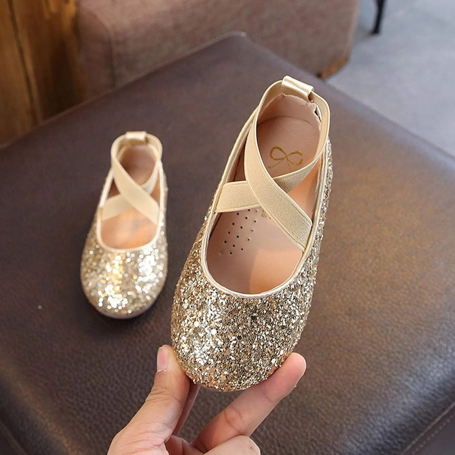Flower Girls Dress Shoes Sparkling Pearls Bow Ballet Flat for Wedding Party Bridesmaids Mary Jane Princess Shoes