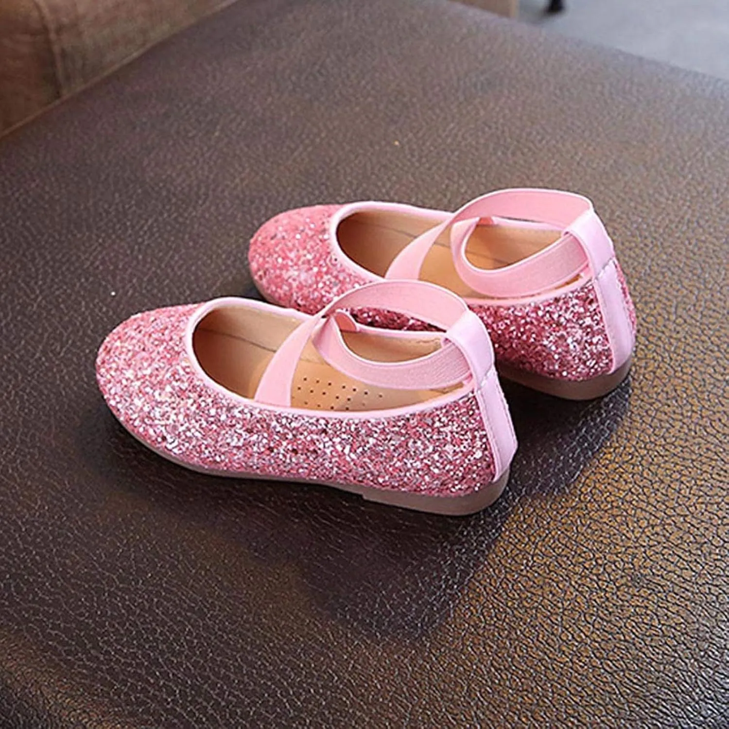 Flower Girls Dress Shoes Sparkling Pearls Bow Ballet Flat for Wedding Party Bridesmaids Mary Jane Princess Shoes