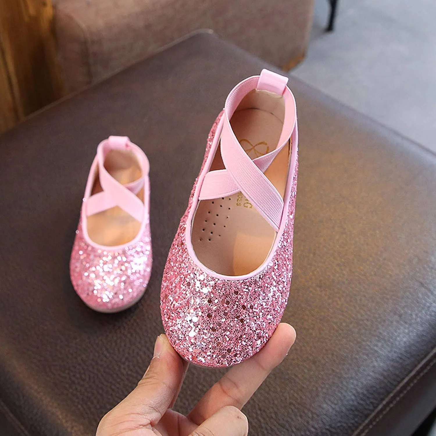 Flower Girls Dress Shoes Sparkling Pearls Bow Ballet Flat for Wedding Party Bridesmaids Mary Jane Princess Shoes