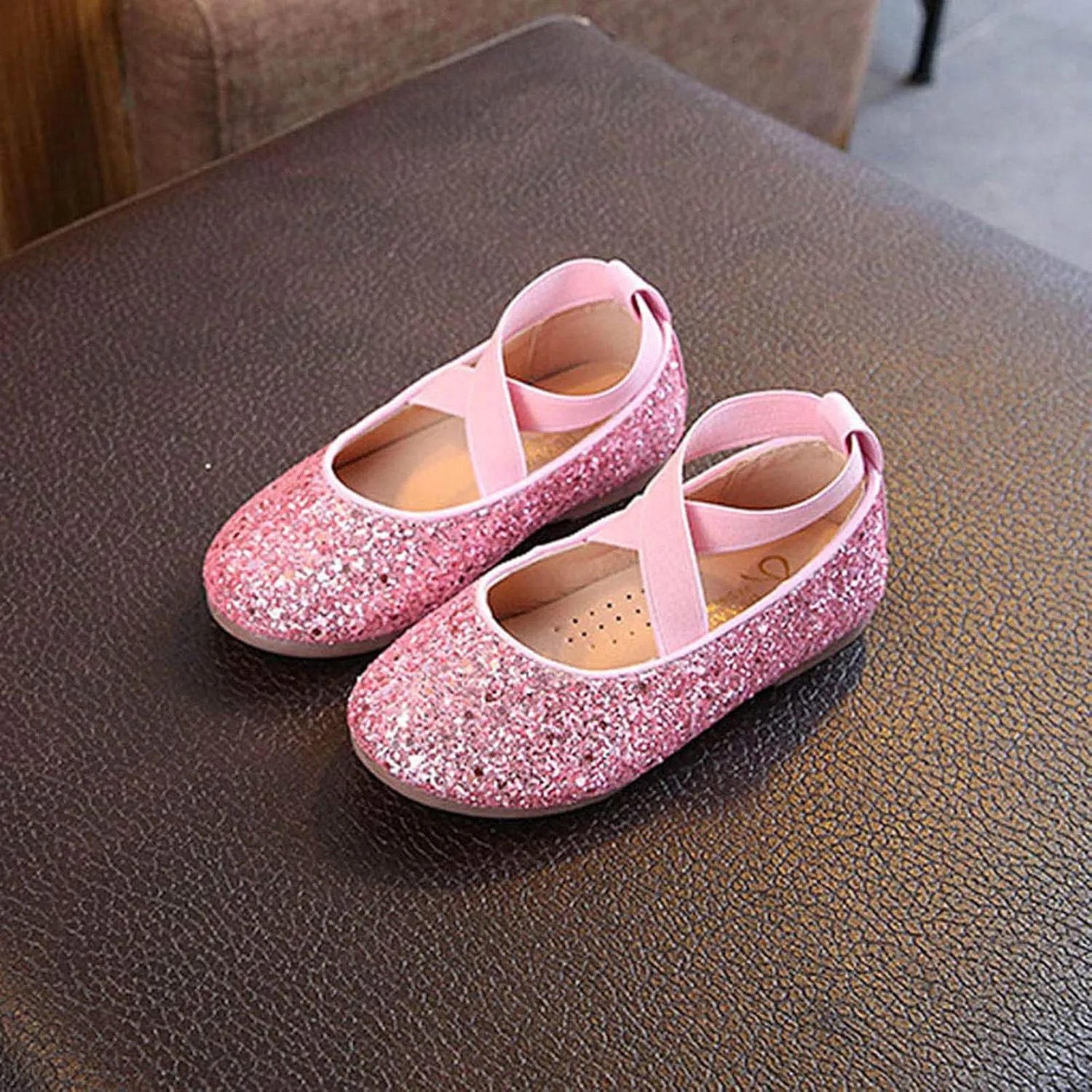 Flower Girls Dress Shoes Sparkling Pearls Bow Ballet Flat for Wedding Party Bridesmaids Mary Jane Princess Shoes