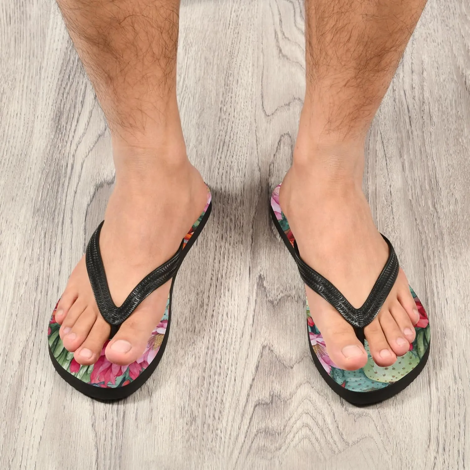 Flower Succulents Cactus Colorful Womens Flip Flops Sandals Summer Sandal
