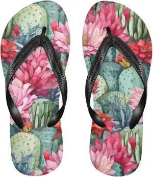Flower Succulents Cactus Colorful Womens Flip Flops Sandals Summer Sandal