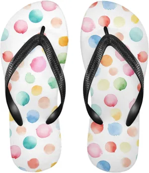 Funny Polka Dot Colorful Womens Flip Flops Sandals Beach Sandals