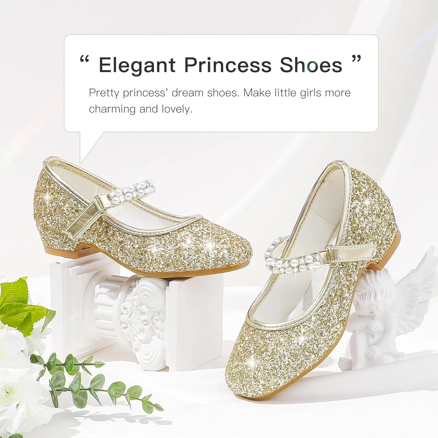 Furdeour Toddler Girls Mary Janes Shoes Low Heel Ballet Flats Wedding Party Dress Shoes for Kids