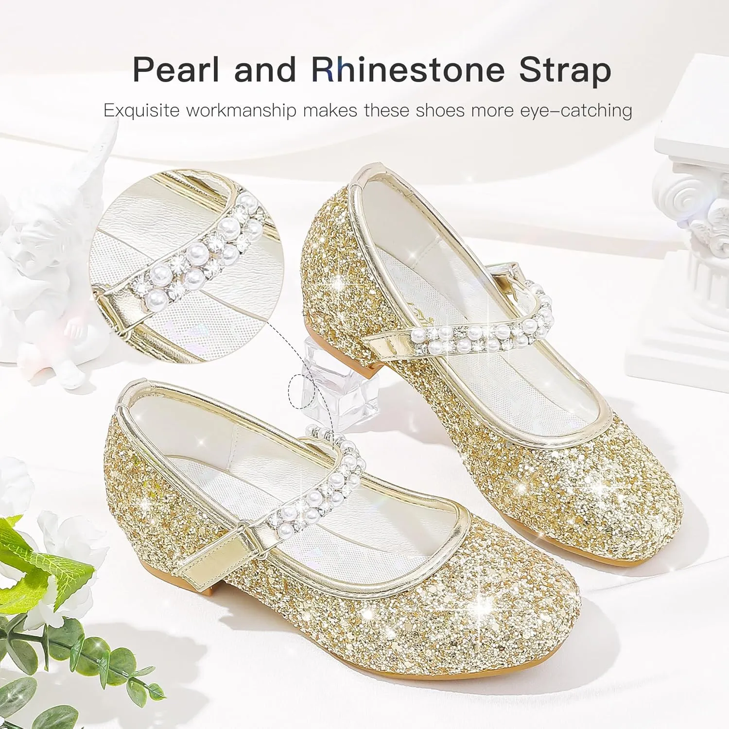 Furdeour Toddler Girls Mary Janes Shoes Low Heel Ballet Flats Wedding Party Dress Shoes for Kids