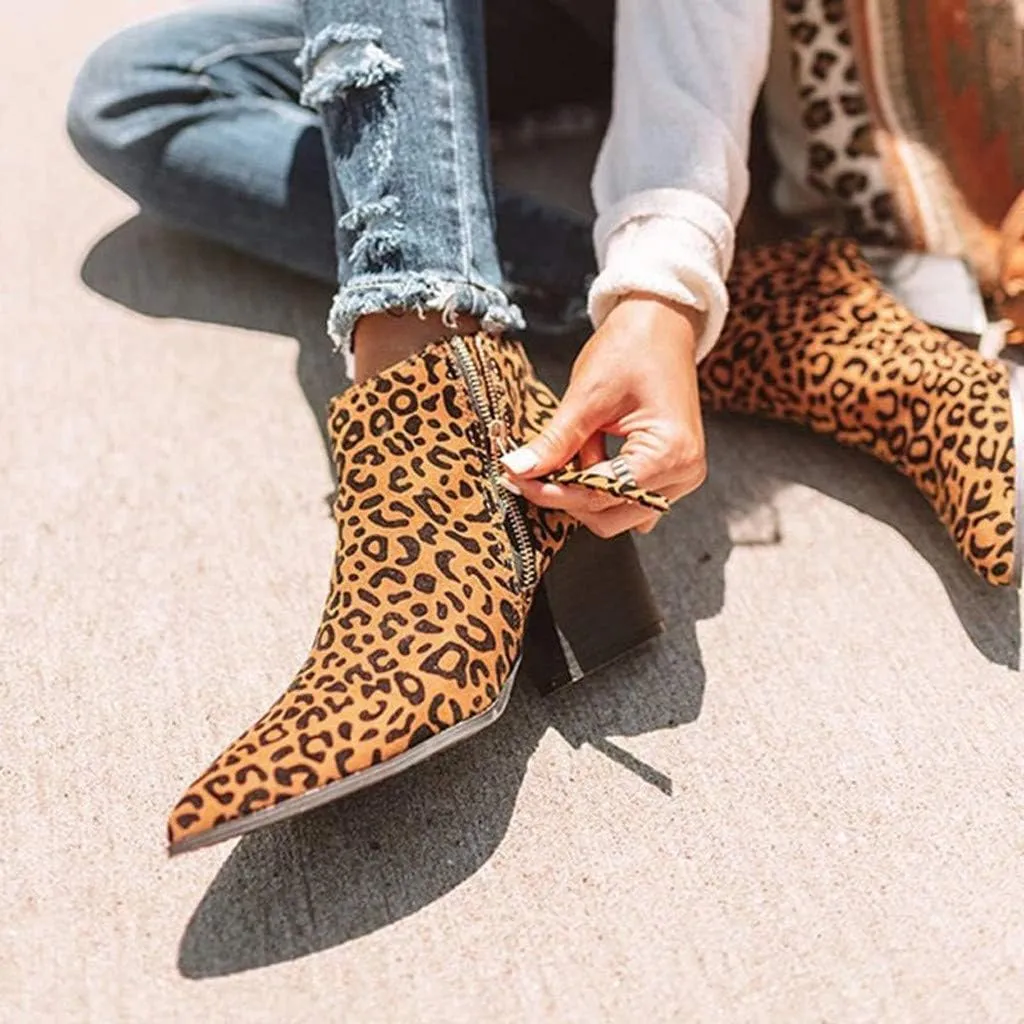 Gibobby Booties for Women with Heel and Buckle,Ankle Boots Round Toe Faux Stacked Low Heel Side Zipper Winter Boots