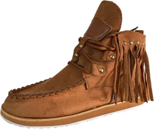 Gibobby Boots for Women Wide Calf,Retro Boots Comfy Flat Bottom Increased Combat Booties Outdoor Fringe Western Shoes