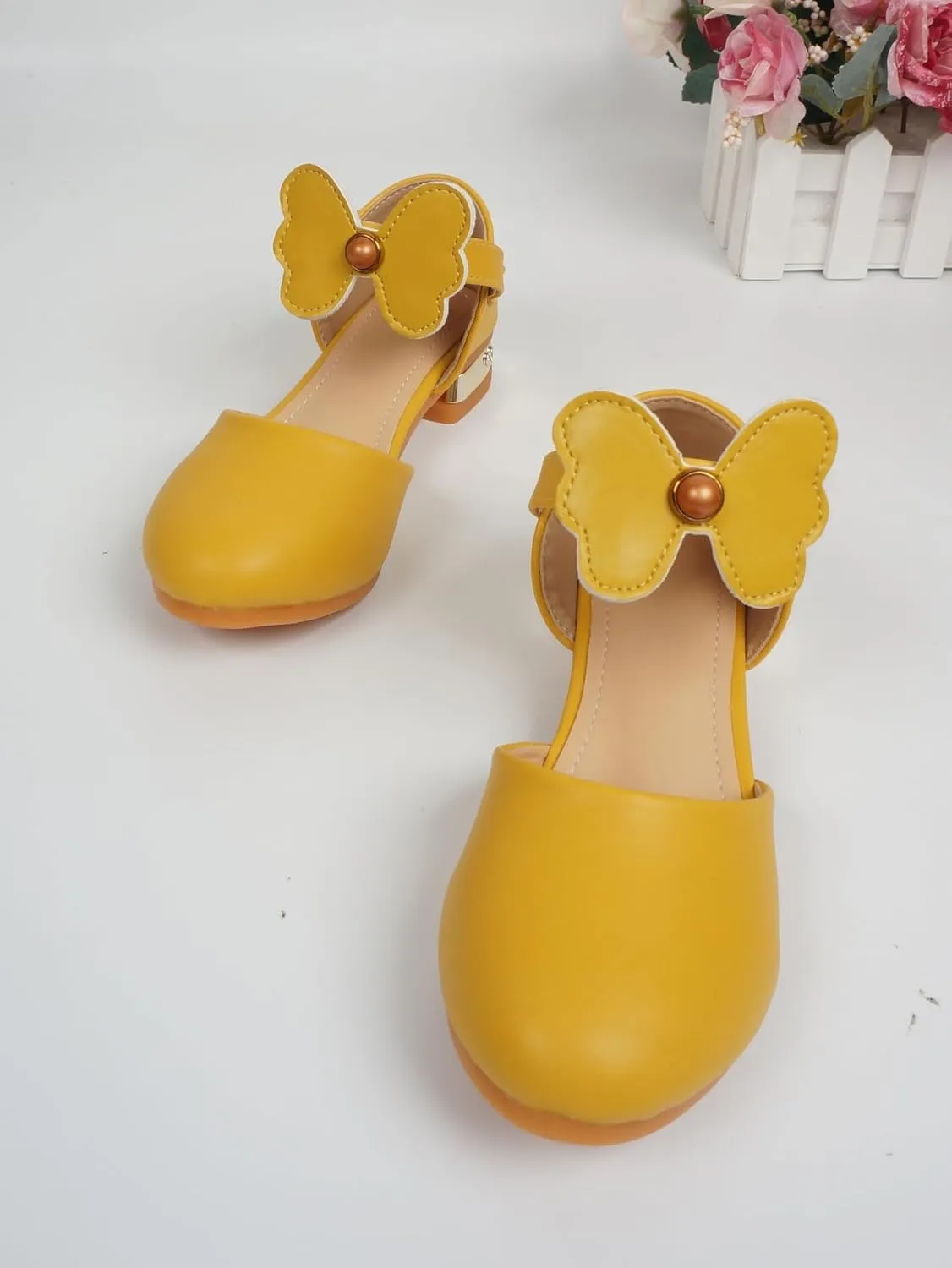 Girls Dress Shoes Mary Jane Low Heels Party Wedding Prom Footwear with Bow and Peals for Toddler Little Big Kids