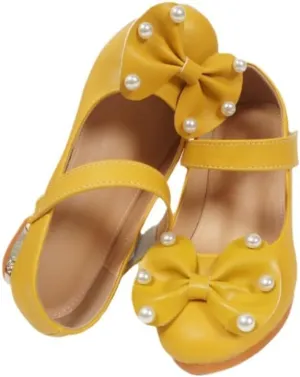 Girls Dress Shoes Mary Jane Low Heels Party Wedding Prom Footwear with Bow and Peals for Toddler Little Big Kids