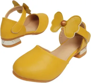 Girls Dress Shoes Mary Jane Low Heels Party Wedding Prom Footwear with Bow and Peals for Toddler Little Big Kids