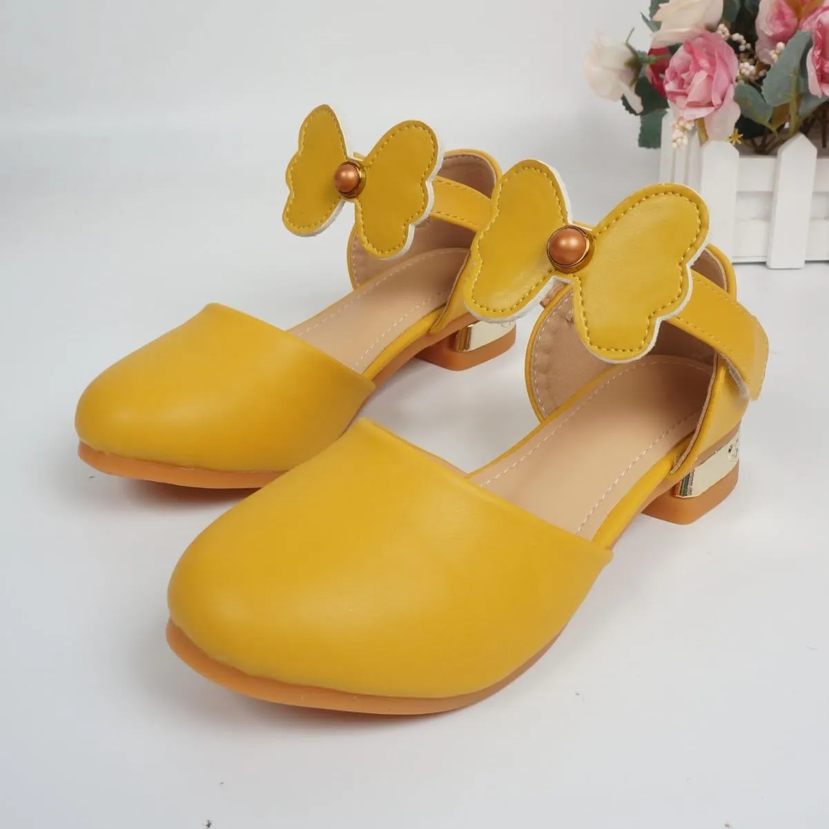 Girls Dress Shoes Mary Jane Low Heels Party Wedding Prom Footwear with Bow and Peals for Toddler Little Big Kids