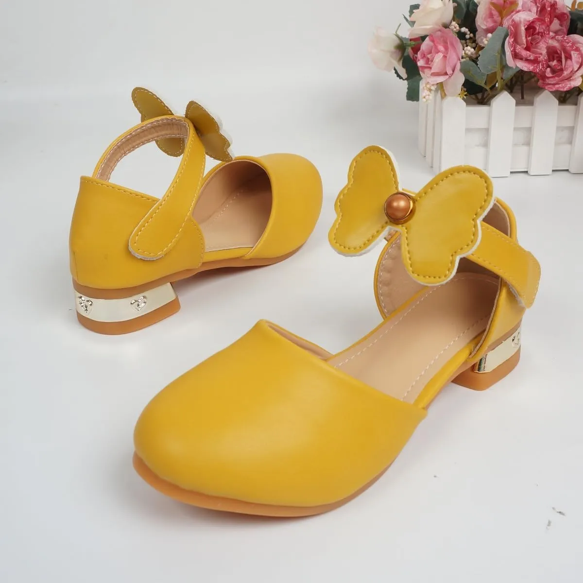 Girls Dress Shoes Mary Jane Low Heels Party Wedding Prom Footwear with Bow and Peals for Toddler Little Big Kids