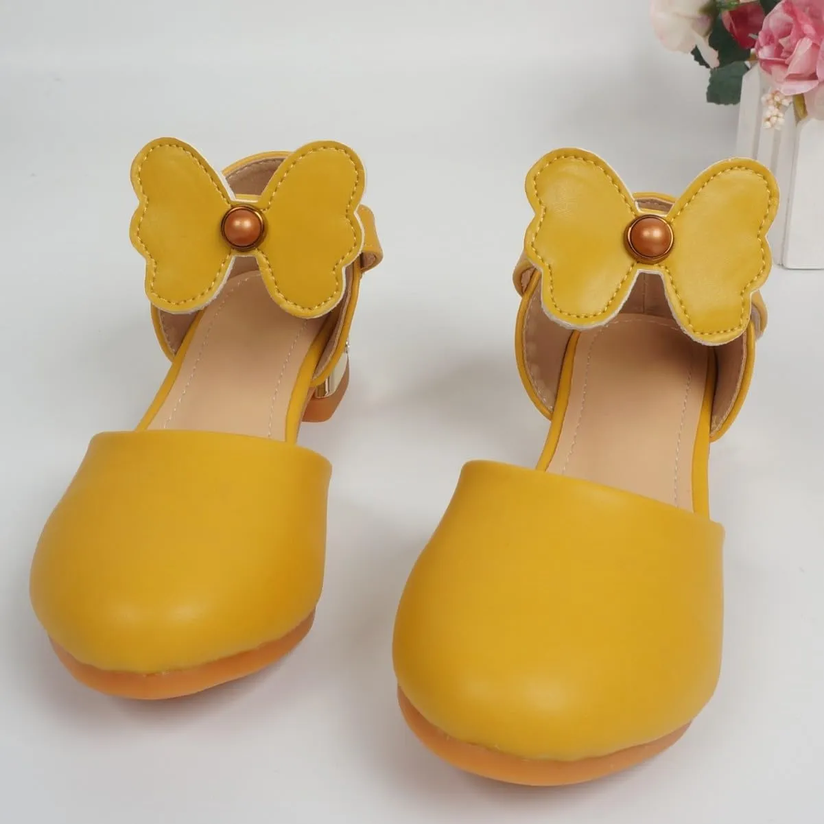 Girls Dress Shoes Mary Jane Low Heels Party Wedding Prom Footwear with Bow and Peals for Toddler Little Big Kids