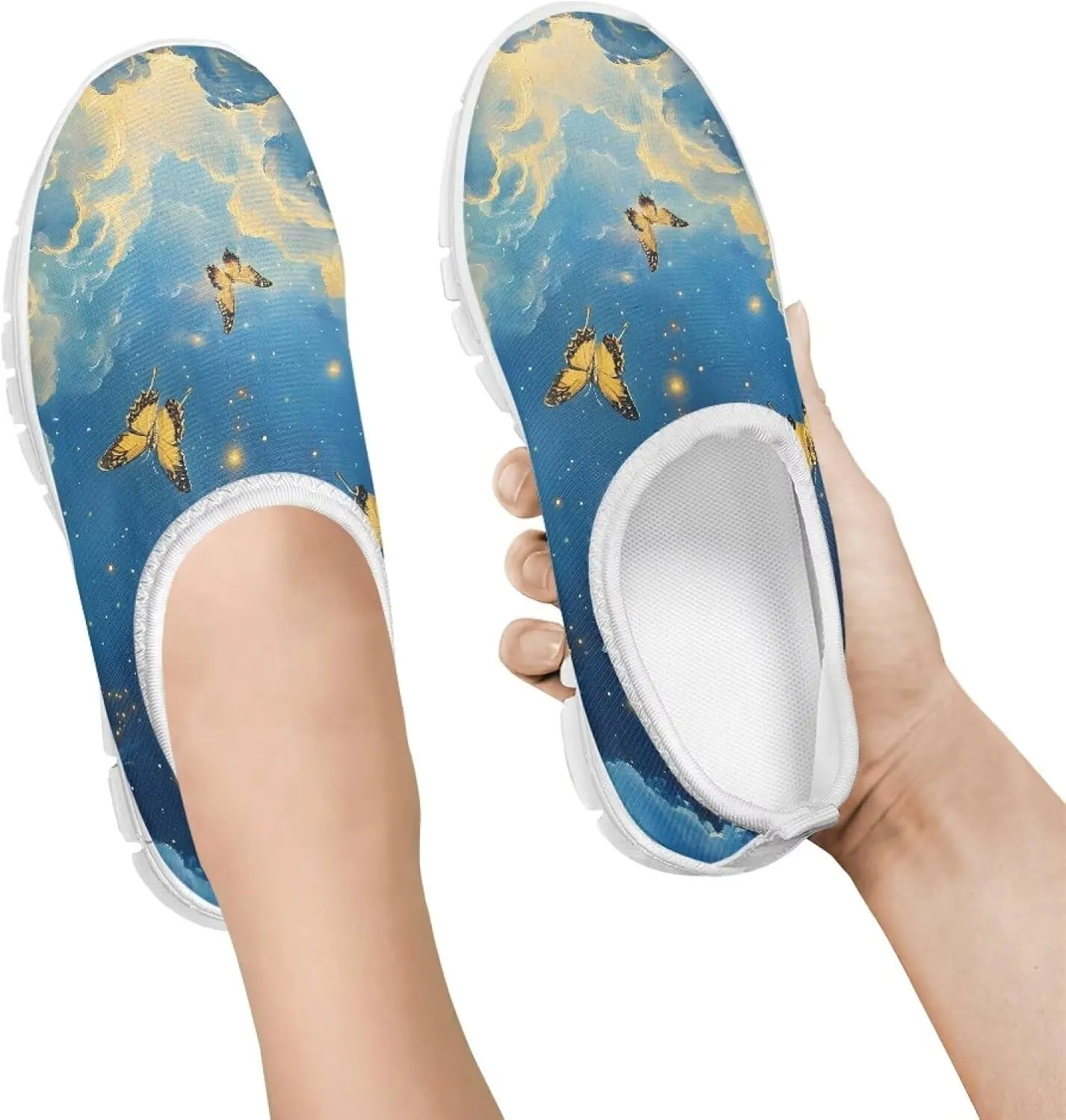 Girls'Slip On Sneakers,Lightweight Breathable Tennis Shoes Boys Wear-Resistant Non-Slip Eva Sole Running Shoes