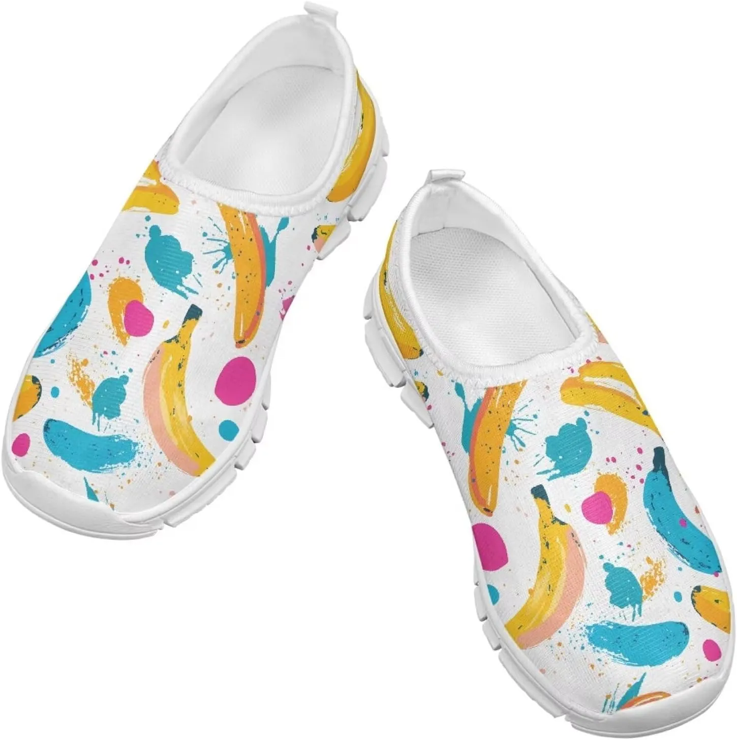 Girls'Slip On Sneakers,Lightweight Breathable Tennis Shoes Boys Wear-Resistant Non-Slip Eva Sole Running Shoes