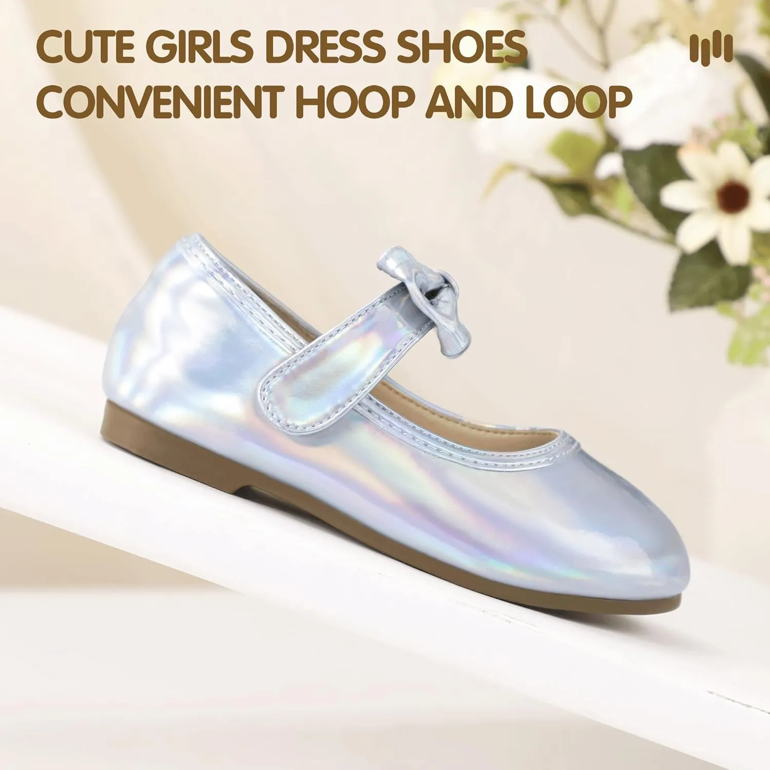 Hehainom Toddler Girls Dress Shoes Little Kids Flower Girl Sparkle Bow Ballet Flats School Wedding Party Shoes