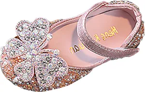 IWIHMIV Girls Mary Jane Dress Shoes Ballet Flat with Bow Pearl Rhinestones Shining Baby Girls Shoes