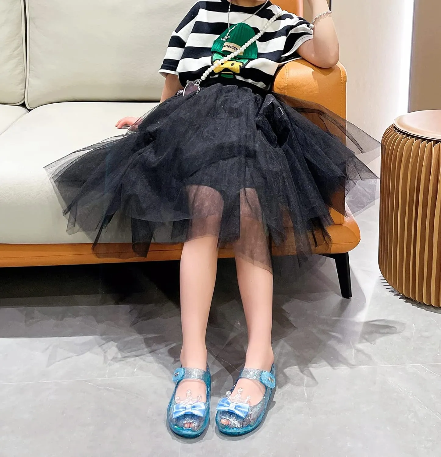 Jelly Shoes for Girls Princess Dress Up Flat Sandals for Toddler Cosplay Clear Glitter Jellies Mary Janes with Bow/Crown