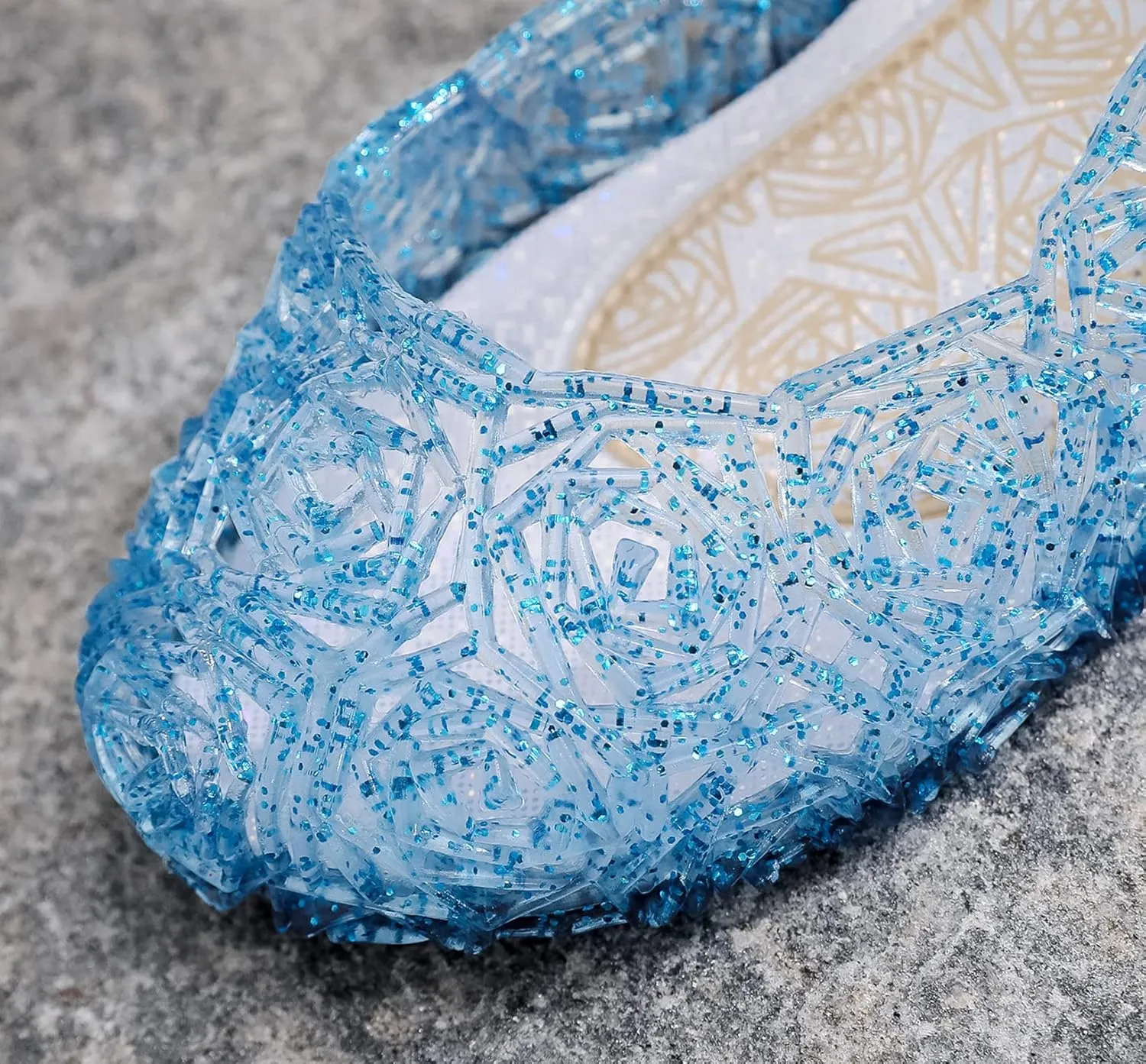Jelly Shoes for Girls, Snow Queen Princess Birthday Sandals for Little Girls, Blue Toddler Glitter Sandals Size 9, Frozen Inspired Party Cosplay Costumes Dress Flats