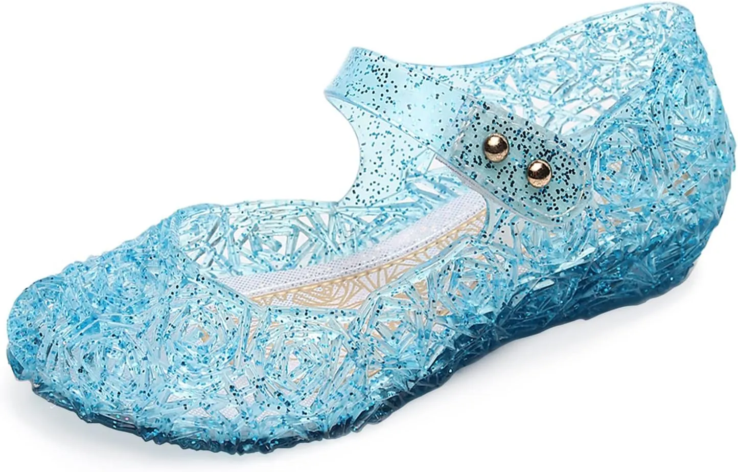 Jelly Shoes for Girls, Snow Queen Princess Birthday Sandals for Little Girls, Blue Toddler Glitter Sandals Size 9, Frozen Inspired Party Cosplay Costumes Dress Flats