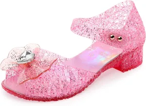 Jelly Shoes for Girls, Snow Queen Princess Birthday Sandals for Little Girls, Blue Toddler Glitter Sandals Size 9, Frozen Inspired Party Cosplay Costumes Dress Flats
