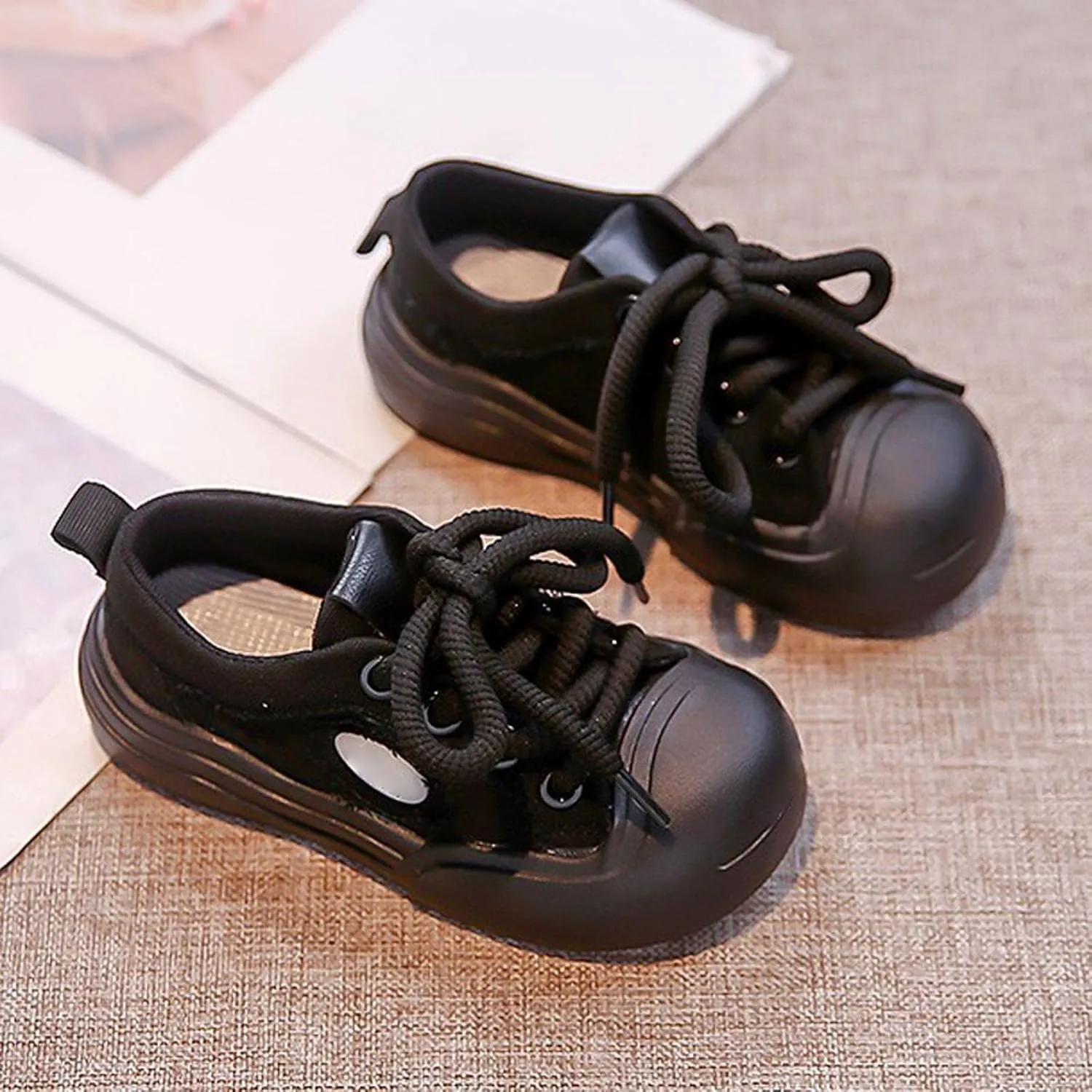 Kids Boys and Girls Children's Sports Shoes Spring Autumn Solid Color Flat Bottom Low Top Lace Up Shoes