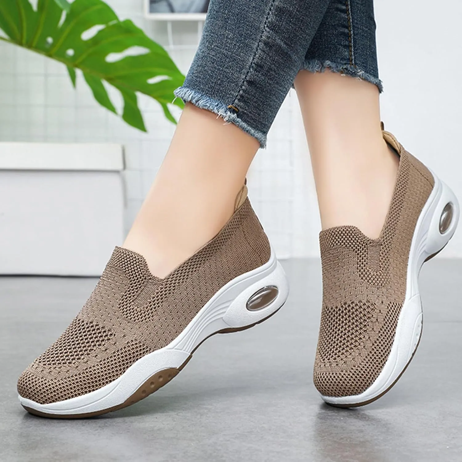 Kubbon Women's Orthopedic Sneakers Knit Lightweight Comfortable Breathable Nurse Shoes Slip-On Mesh Up Shoes Orthopedic Stretch Diabetic Casual Walking Wide Sneakers