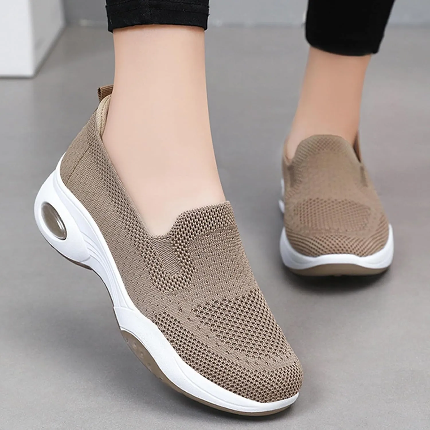 Kubbon Women's Orthopedic Sneakers Knit Lightweight Comfortable Breathable Nurse Shoes Slip-On Mesh Up Shoes Orthopedic Stretch Diabetic Casual Walking Wide Sneakers