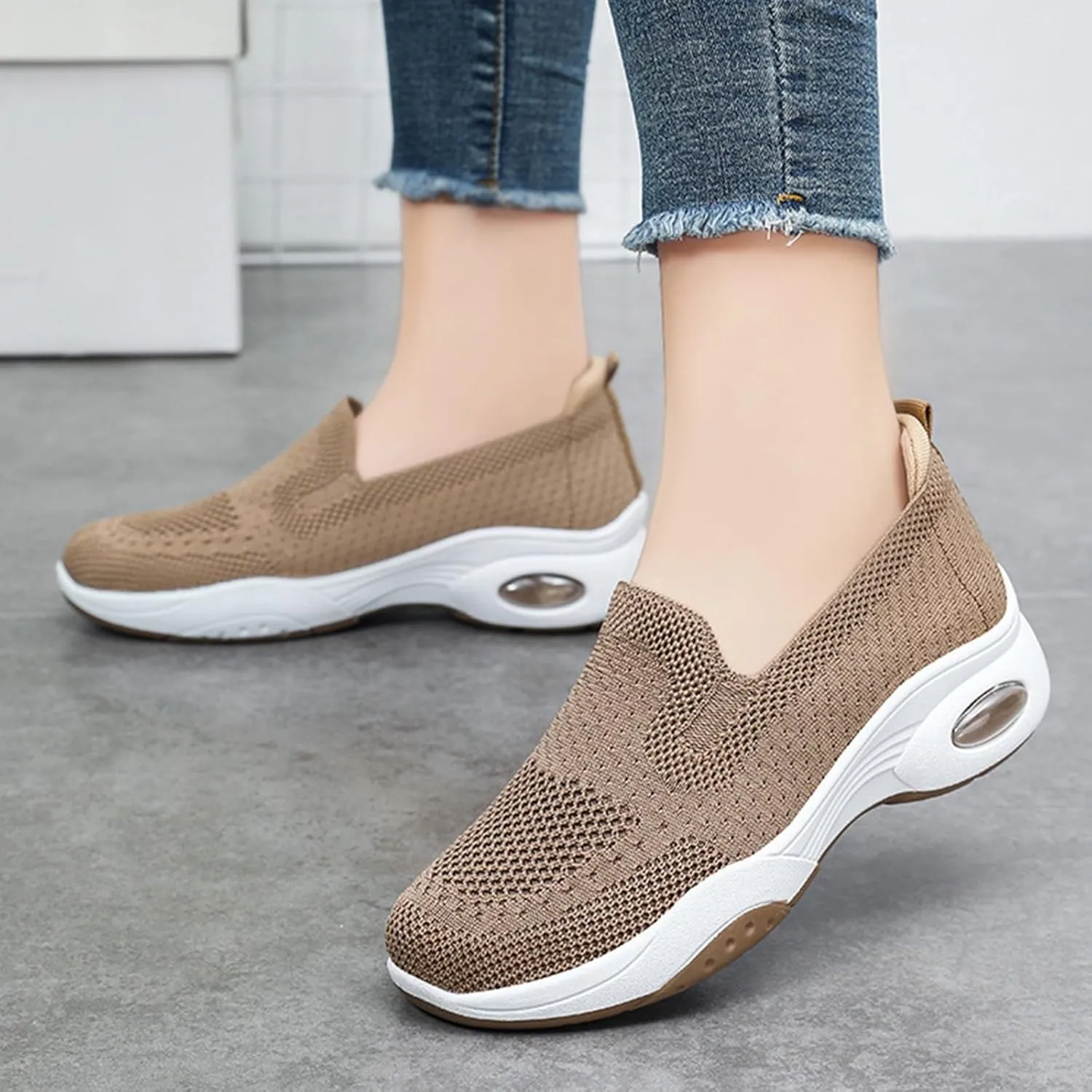 Kubbon Women's Orthopedic Sneakers Knit Lightweight Comfortable Breathable Nurse Shoes Slip-On Mesh Up Shoes Orthopedic Stretch Diabetic Casual Walking Wide Sneakers