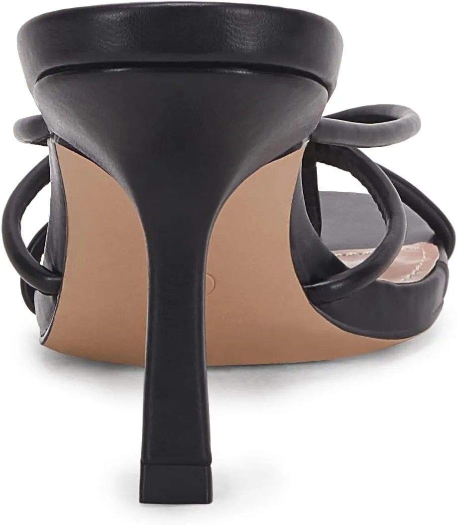 LAICIGO Womens Square Open Toe Flip Flops Stiletto Heels Strappy Thong Slide on Slingback Mules Sandals