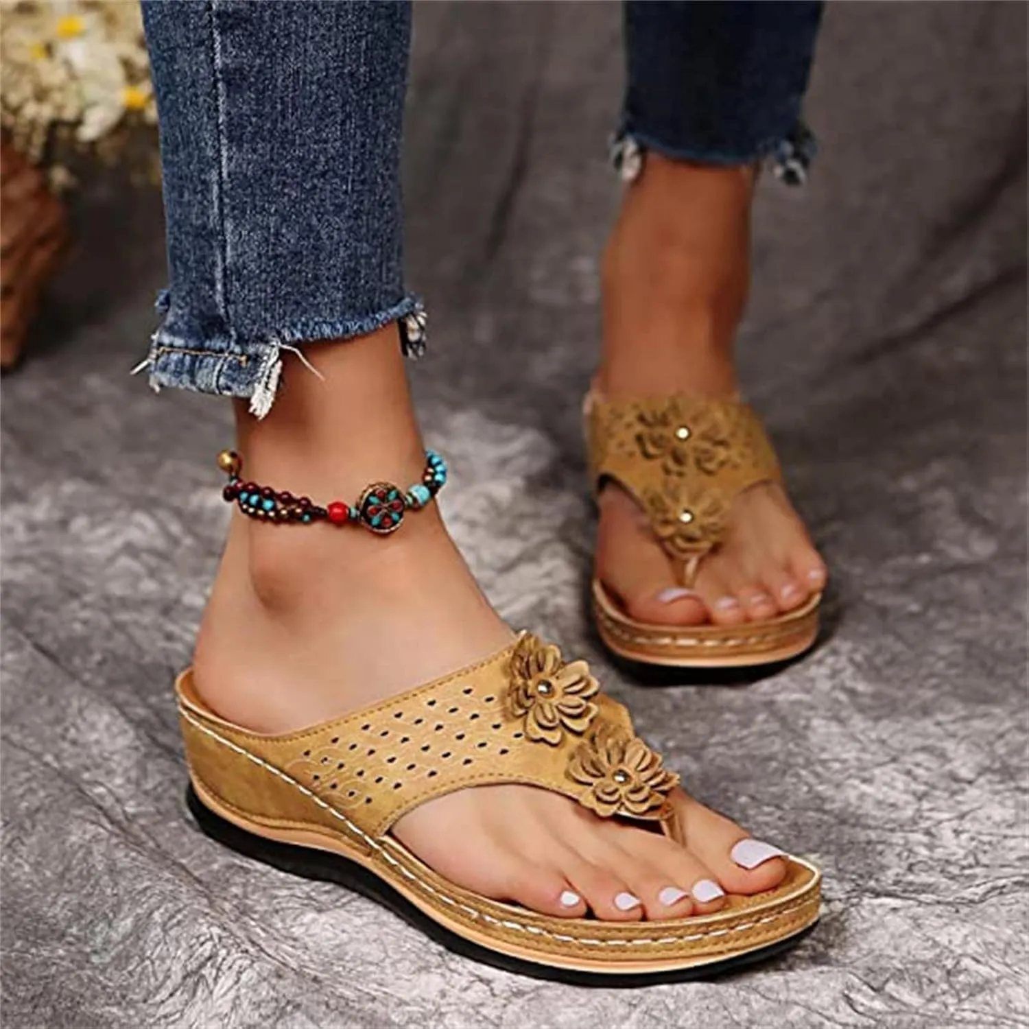 Lausiuoe Flip Flops For Women With Arch Support Dressy Summer Orthotic Slides Athletic Slippers Orthopedic Sandals
