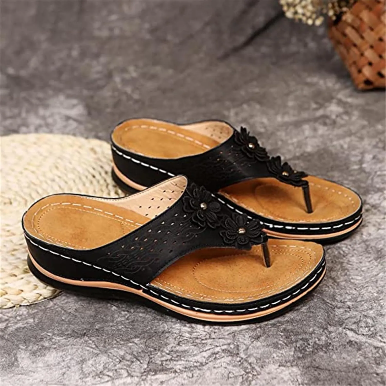 Lausiuoe Flip Flops For Women With Arch Support Dressy Summer Orthotic Slides Athletic Slippers Orthopedic Sandals