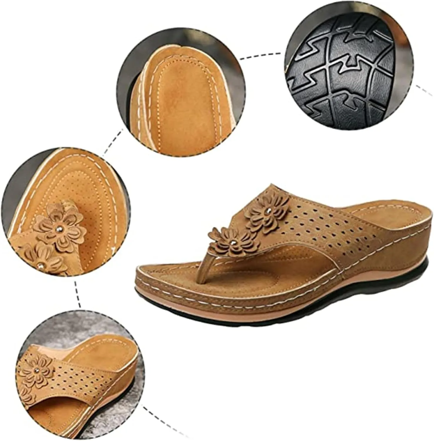 Lausiuoe Flip Flops For Women With Arch Support Dressy Summer Orthotic Slides Athletic Slippers Orthopedic Sandals