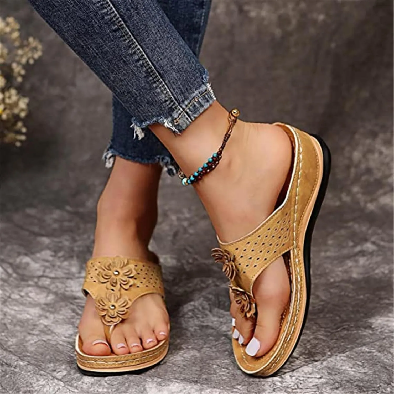 Lausiuoe Flip Flops For Women With Arch Support Dressy Summer Orthotic Slides Athletic Slippers Orthopedic Sandals
