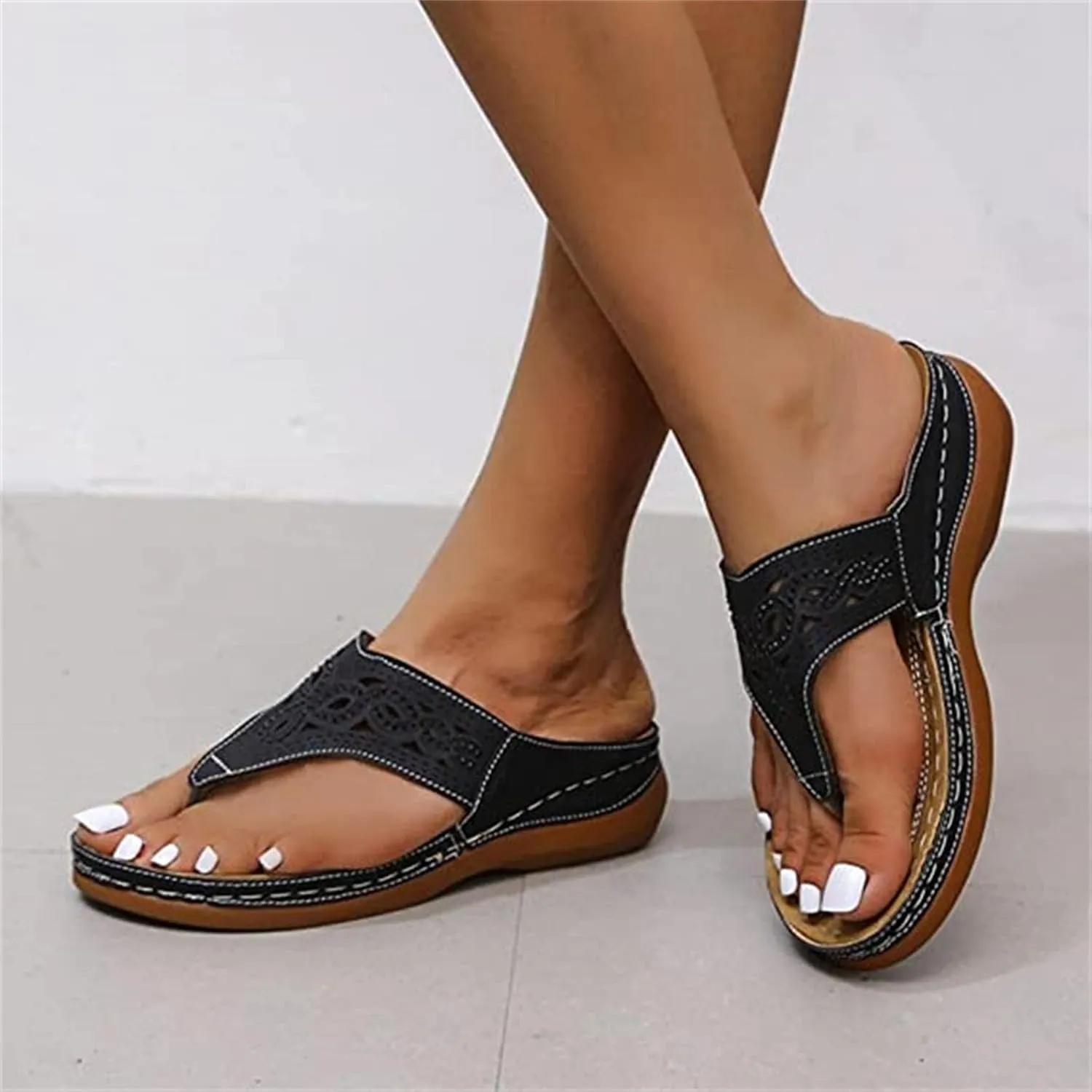 Lausiuoe Orthopedic Sandals For Women Arch Support Casual Dressy Summer Orthotic Slippers Sandals Wide Width Flip Flops