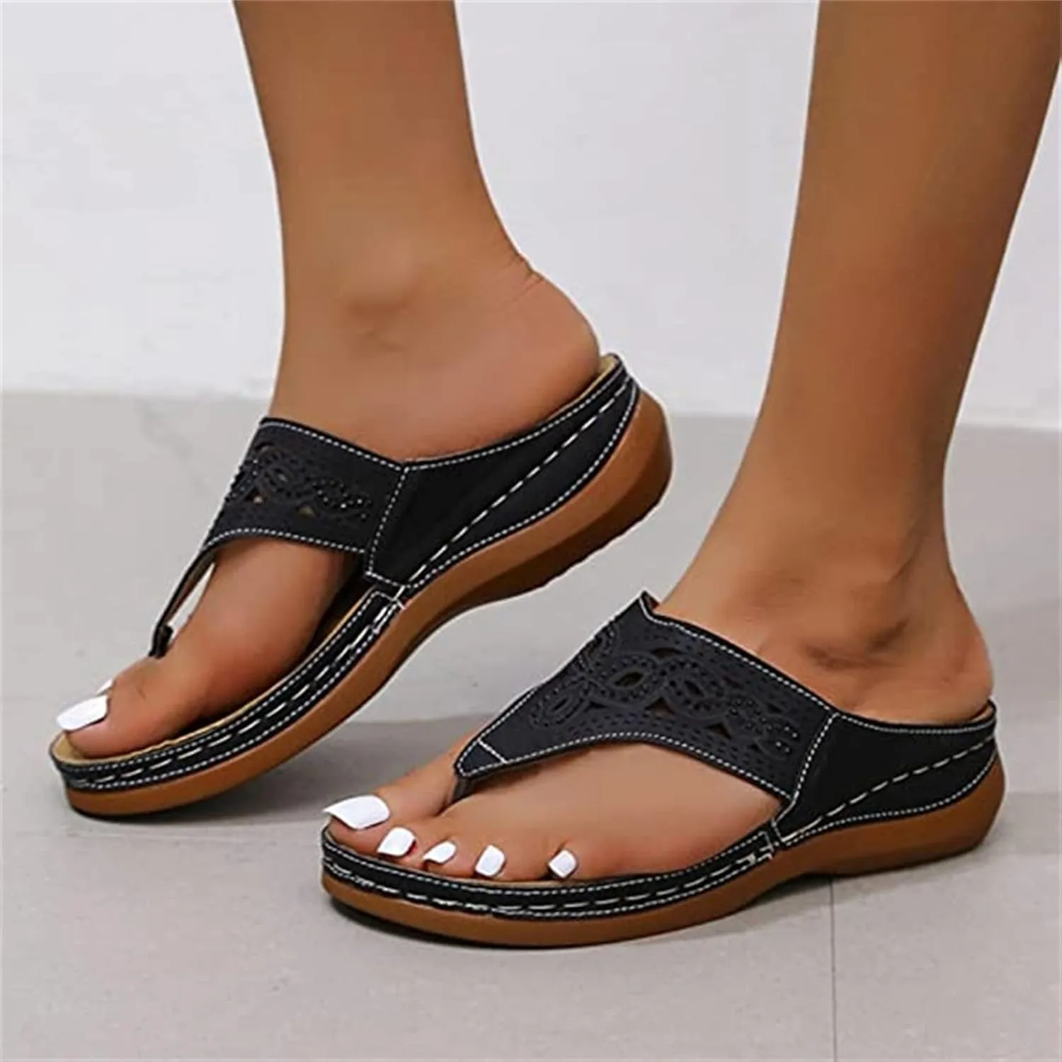 Lausiuoe Orthopedic Sandals For Women Arch Support Casual Dressy Summer Orthotic Slippers Sandals Wide Width Flip Flops