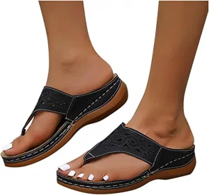 Lausiuoe Orthopedic Sandals For Women Arch Support Casual Dressy Summer Orthotic Slippers Sandals Wide Width Flip Flops