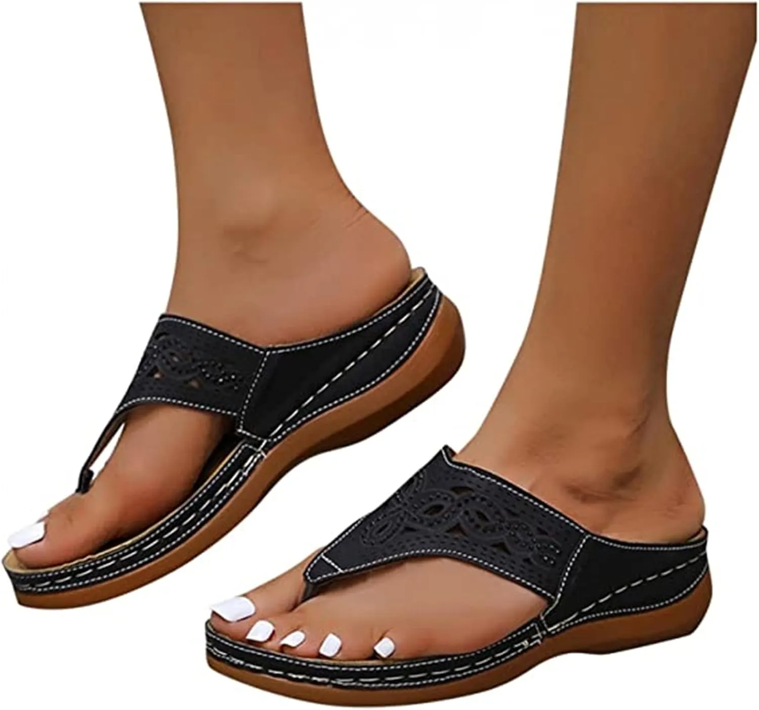 Lausiuoe Orthopedic Sandals For Women Arch Support Casual Dressy Summer Orthotic Slippers Sandals Wide Width Flip Flops