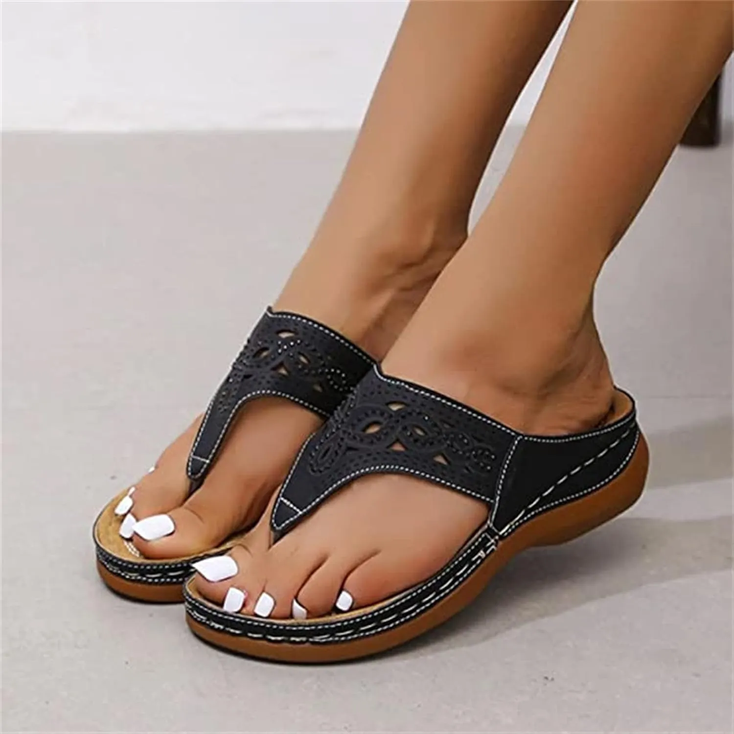 Lausiuoe Orthopedic Sandals For Women Arch Support Casual Dressy Summer Orthotic Slippers Sandals Wide Width Flip Flops
