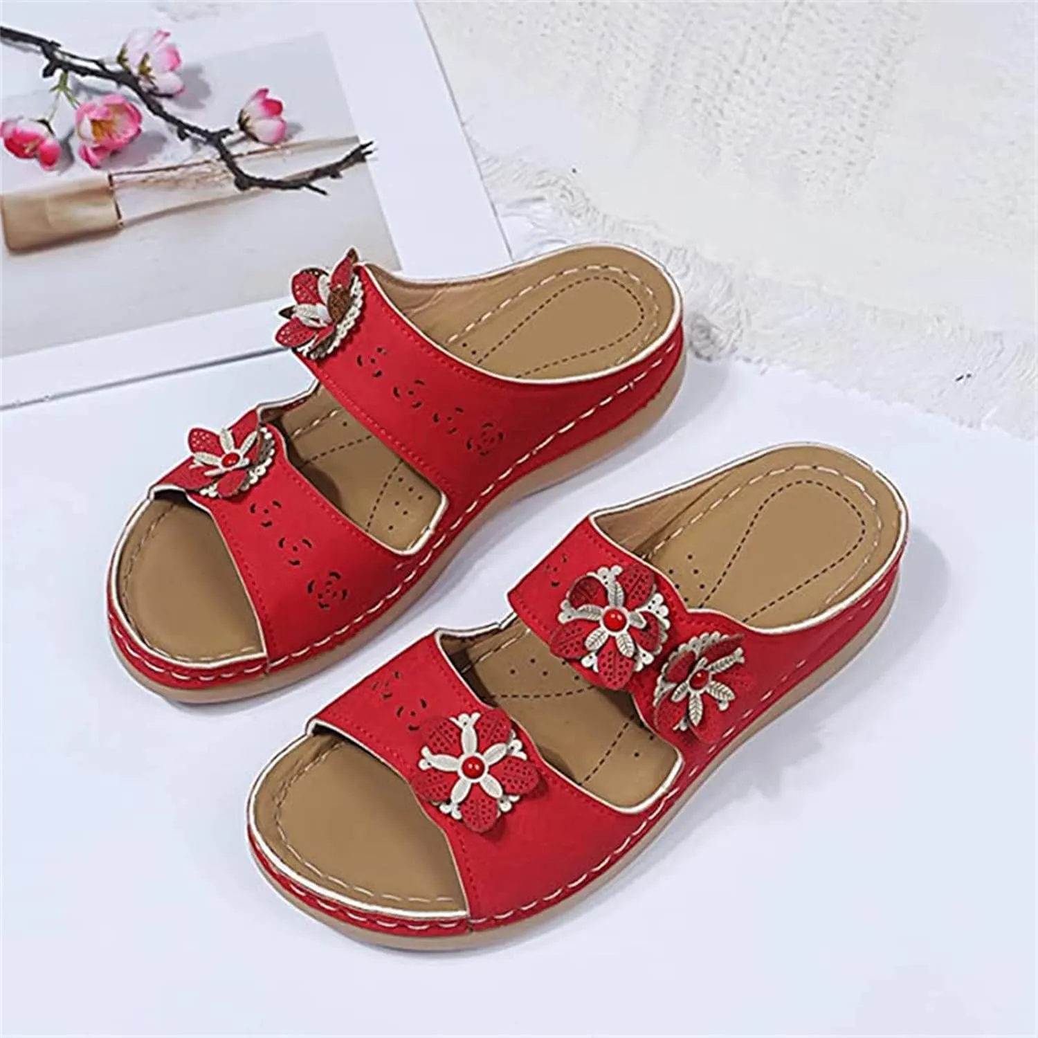 Lausiuoe Orthopedic Sandals For Women Arch Support Slide In Comfortable Wide Width Orthotic Casual Dressy Summer Sandals