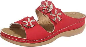 Lausiuoe Orthopedic Sandals For Women Arch Support Slide In Comfortable Wide Width Orthotic Casual Dressy Summer Sandals