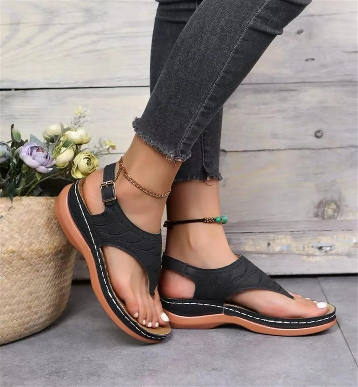 Lausiuoe Orthopedic Sandals For Women Dressy Casual Summer Arch Support Comfortable Orthotic Flat Slides Flip Flops Sandalias