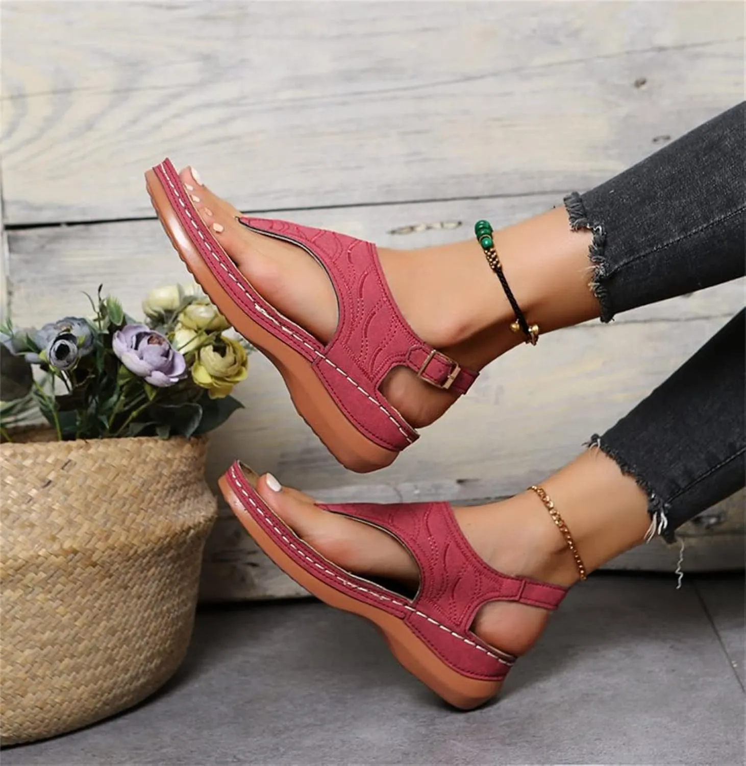 Lausiuoe Orthopedic Sandals For Women Dressy Casual Summer Arch Support Comfortable Orthotic Flat Slides Flip Flops Sandalias