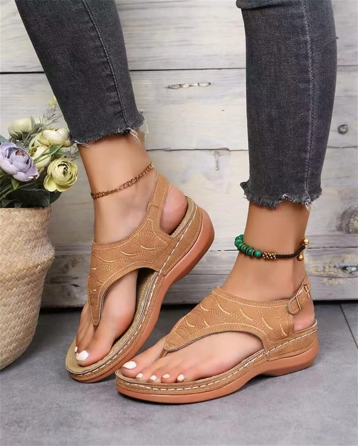 Lausiuoe Orthopedic Sandals For Women Dressy Casual Summer Arch Support Comfortable Orthotic Flat Slides Flip Flops Sandalias
