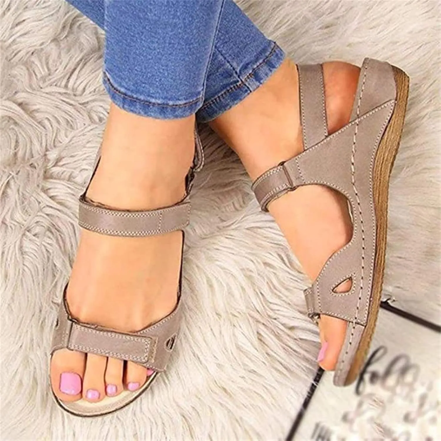 Lausiuoe Orthopedic Sandals For Women Elegant Comfortable Dressy Casual Summer Arch Support Orthotic Slides Walking Shoes