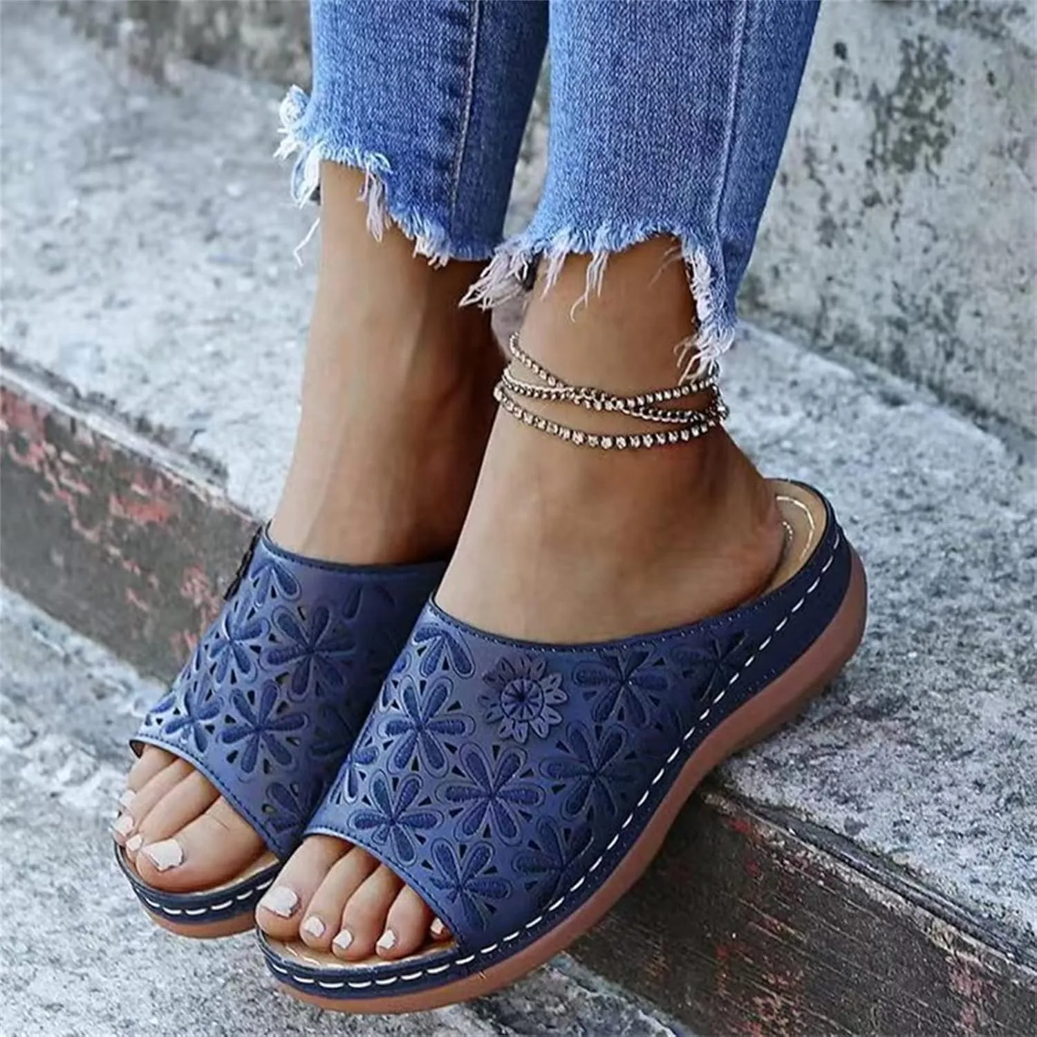 Lausiuoe Orthopedic Sandals For Women Elegant Comfortable Walking Arch Support Dressy Summer Orthotic Slides Flip Flops